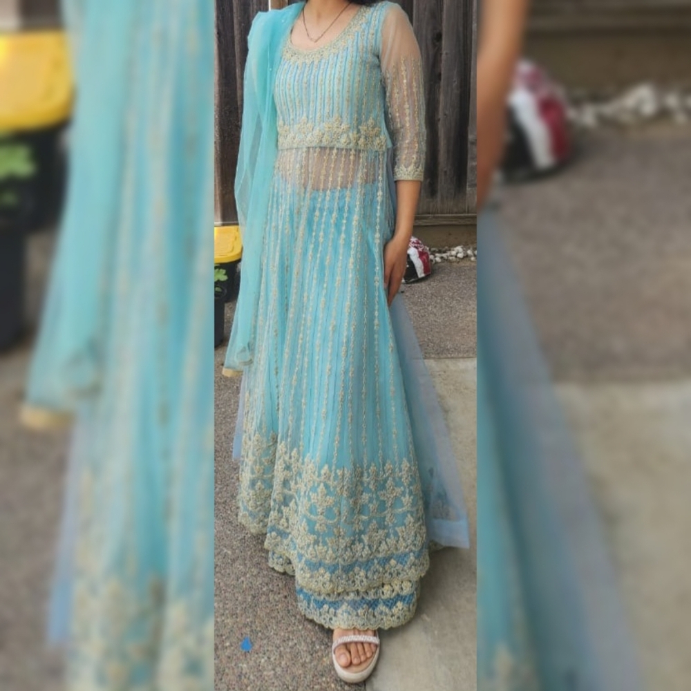 Blue and Gold Suit With skirt NEGOTIABLE